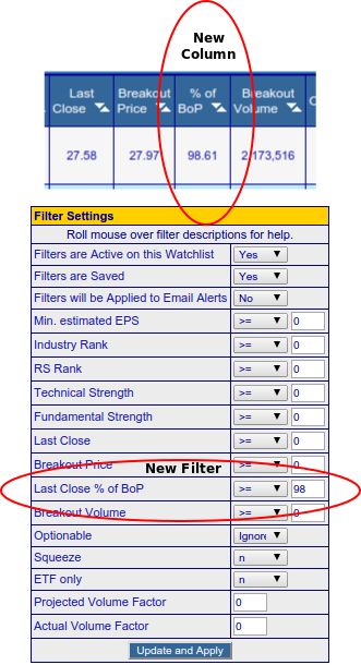 New Column and Filter